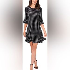 Cece black and white polka dotted dress